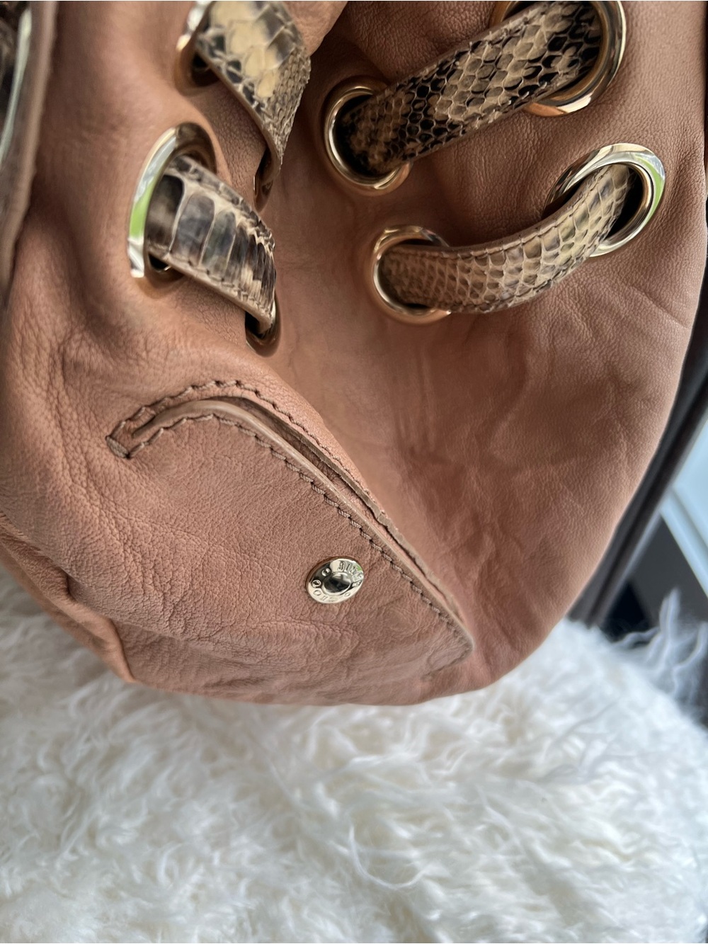 Jimmy Choo Ramona Hobo bag in a mauve-brown leather with snakeskin trim - Picture 12 of 15